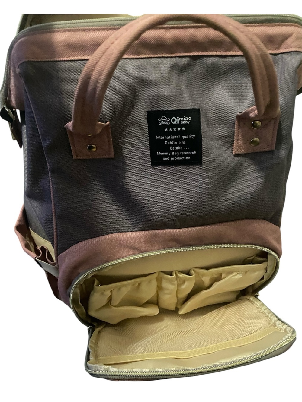 Source Unknown Pink & Gray Baby Diaper Backpack